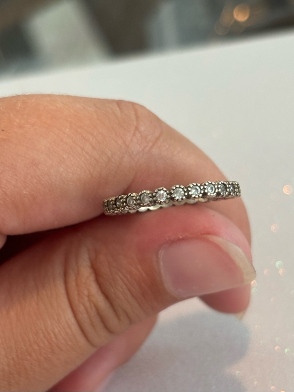 Sterling Silver CZ Round Cut Band